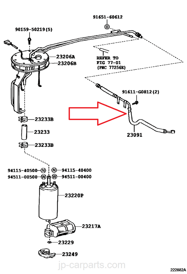 Fuel Feed Line - Tank to fuel filter - SW20 MR2