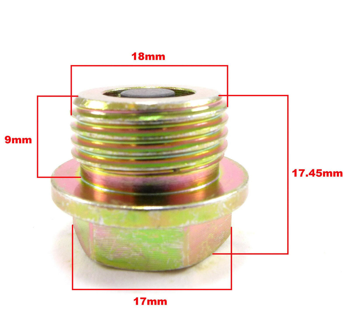 thumbnail image 2 of Magnetic Oil Drain Plug M14 X 1.5 For Mitsubishi Engines & Transmissions - Stainless Steel With Washer, By K-Motor Performance 2 of 4